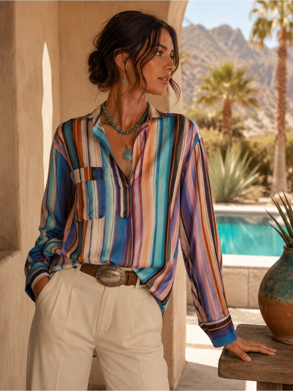 Smythe Sunset Stripe Cotton Pop Over